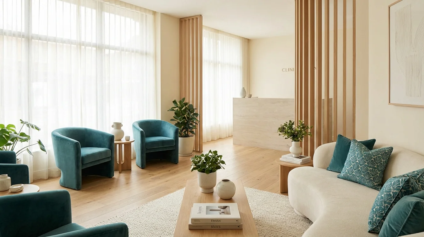 Calm waiting room scene for new patients at Classic Vision Care